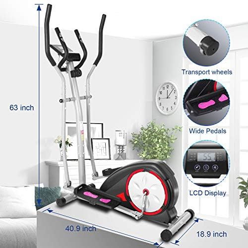 ANCHEER Elliptical Exercise Machine for Home Gym, Ultra-Silent Elliptical Trainer with Pulse Rate Grips, Smooth Resistan