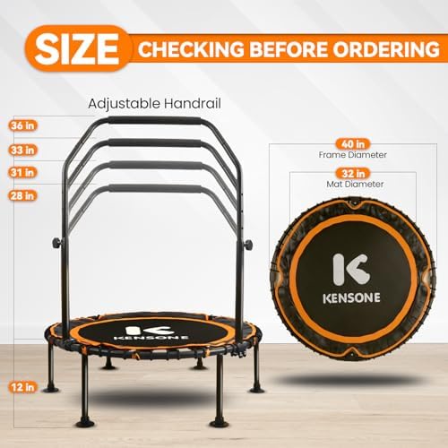 450/550 Lbs Quiet Indoor Mini Trampoline for Adults | Fitness Gym Workout | 40/48" Foldable Rebounder Trampoline with Bu