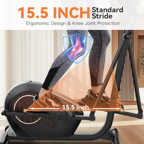 ANCHEER Quiet Elliptical Machine for Home Workout with 14 Resistance Levels and Pulse Rate Monitor | ANCHEER Elliptical