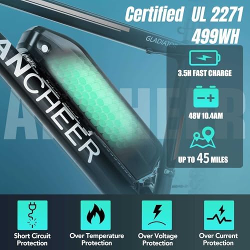 ANCHEER 750W Peak Electric Bike for Adults | UL2849 Compliant 22MPH 26" Electric Mountain Bike for Adults | 3H Fast Cha
