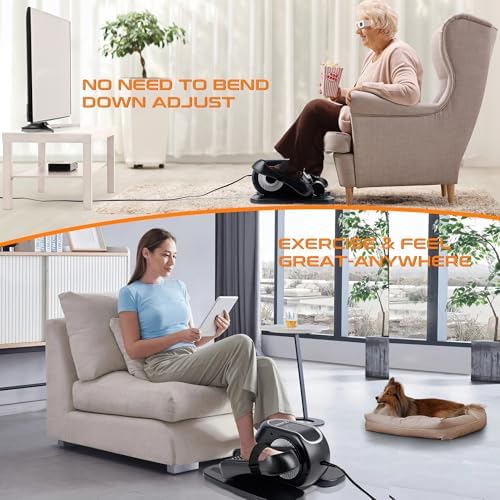Zakle Electric Elliptical Machine for Home Office Users, Quiet Seated Pedal Exerciser with Remote Control and 12 Speed L