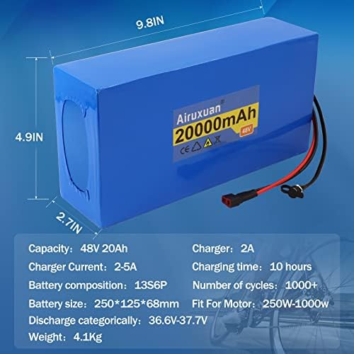 36V Lithium Battery 8Ah T-Plug XT60 Connector BMS Charges 2A for 250-1000W Ebike Kit | 36V Ebike 8Ah Lithium Battery wi