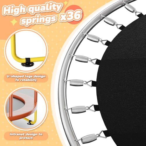 Indoor Trampoline 6FT for Kids, Safety Net & Hoop, Ages 1-8 Gifts