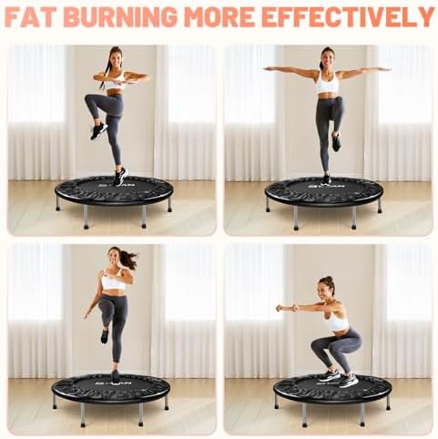 BCAN Mini Trampoline for Adults Indoor Workout with Safety Pad, Rebounder Exercise Trampoline, Max Load 300lbs BCAN Fo