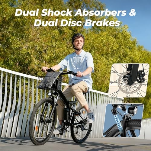 Electric Bike, 1000W/750W/500W Peak Motor, Removable Battery, Shock Absorber, Commuting Electric Bike for Adults, 75/60/