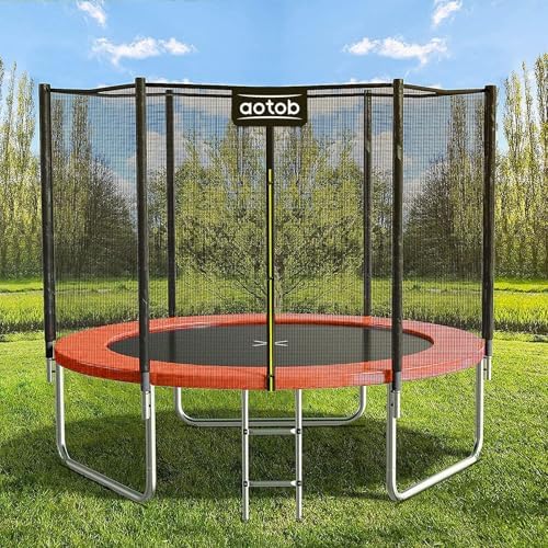 AOTOB Heavy Duty Trampoline with Safety Net and Hoop for Kids and Adults Outdoor Jumping
