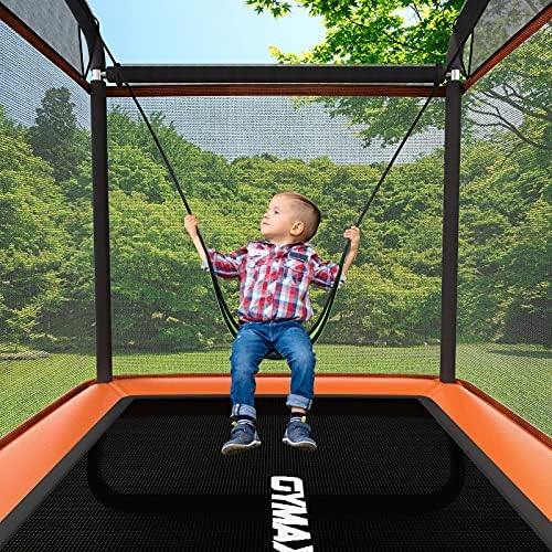 GYMAX Kids Trampoline 6FT Swing Enclosure Safety Net ASTM Approved Indoor Outdoor Birthday Gift