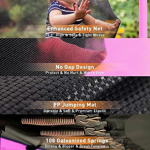 Tranpoline 1500LBS for Kids and Adults with Enclosure Net and Basketball Hoop