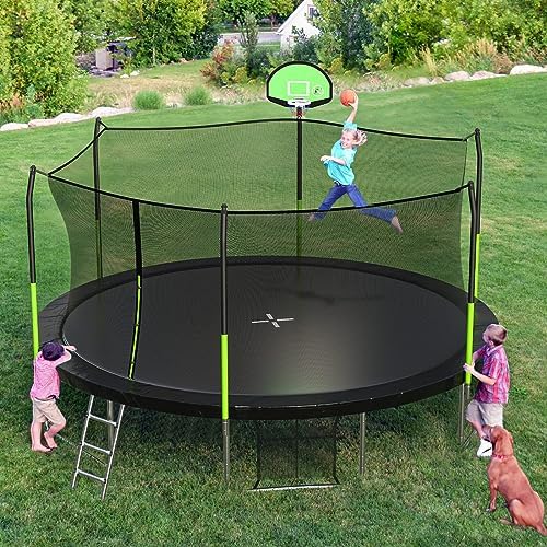 SKOK Kids Outdoor Trampoline, 400LBS ASTM Approved Net Trampoline, Kid Friendly, Outdoor Play, Durable and Safe, 12ft Di