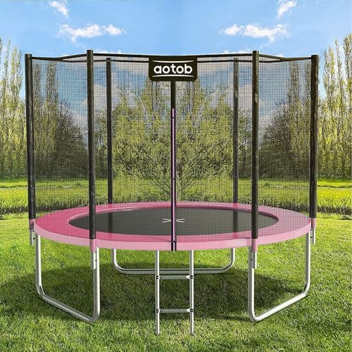 AOTOB Heavy Duty Trampoline with Safety Net and Hoop for Kids and Adults Outdoor Jumping