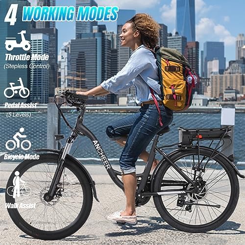 ANCHEER Electric Bike for Adults, 48V 499Wh Ebike, 26" City Commuter Bike for Women Men ANCHEER Electric Bike for Adults