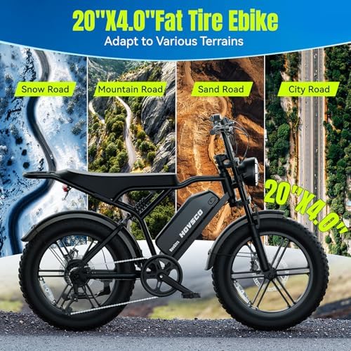 HOVSCO 1500W Peak Motor Electric Bike for Adults - Off-Road Fat Tire Ebike