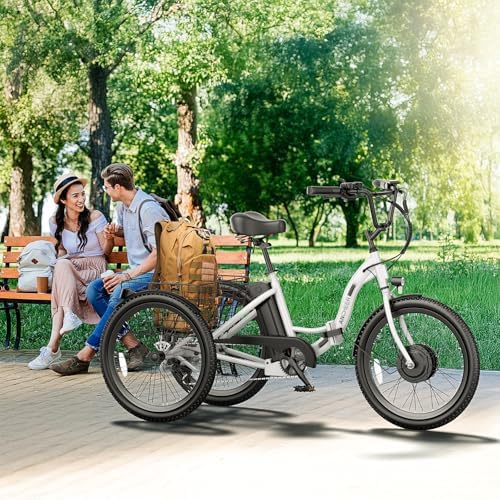 ANCHEER 600W Peak Electric Tricycle for Adults | 24" 499Wh Foldable 3 Wheel Ebike for Seniors | Rear Differential 15.5M