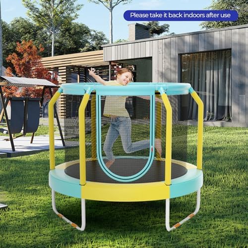 GYMAX Kids' Trampoline Outdoor Birthday Gift for Boys Girls | GYMAX 48" Kids Trampoline with Safety Features Non-Slip H