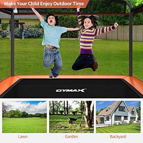 GYMAX Kids Trampoline 6FT Swing Enclosure Safety Net ASTM Approved Indoor Outdoor Birthday Gift