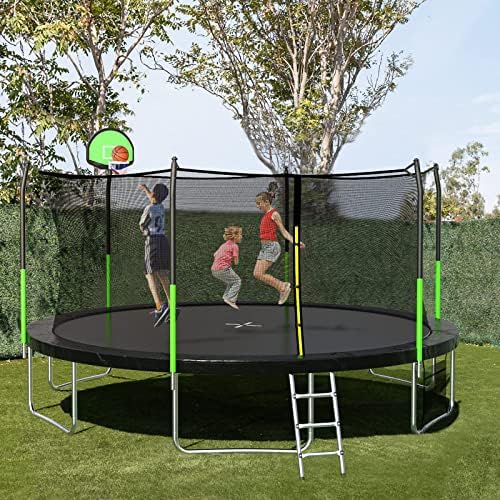 SKOK Kids Outdoor Trampoline, 400LBS ASTM Approved Net Trampoline, Kid Friendly, Outdoor Play, Durable and Safe, 12ft Di