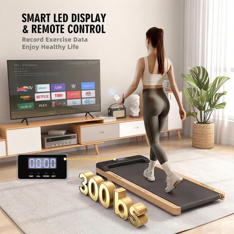 Maksone Under Desk Treadmill for Office Workers with Wooden Walking Pad and Remote Control | Maksone Expert Under Desk