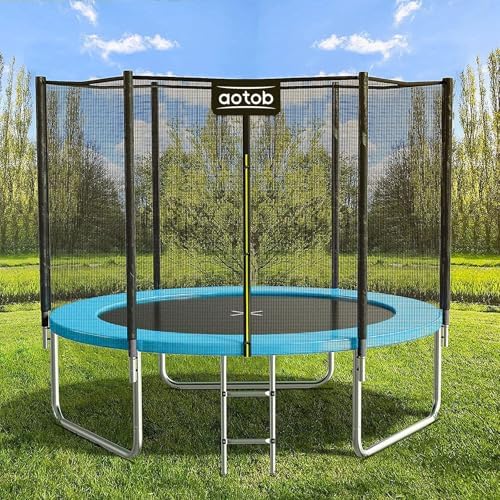 AOTOB Heavy Duty Trampoline with Safety Net and Hoop for Kids and Adults Outdoor Jumping