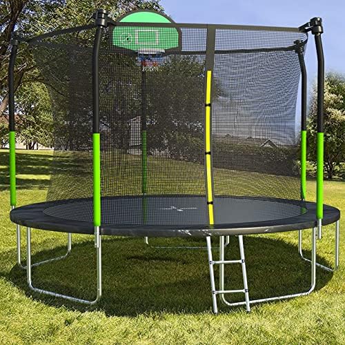 AOTOB Heavy Duty Trampoline with Safety Net and Hoop for Kids and Adults Outdoor Jumping