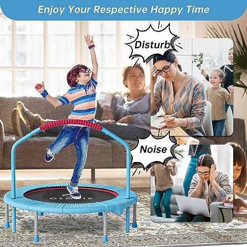 CLORIS 38in/48in Folding Trampoline for Adults with Adjustable Foam Handle - Max Load 450lbs Safety Padded Cover Best Gi