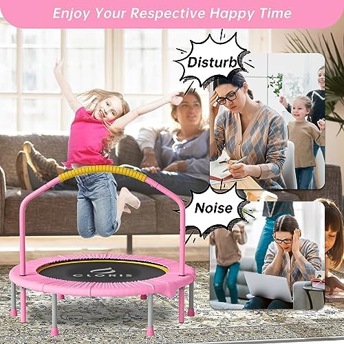 CLORIS 38in/48in Folding Trampoline for Adults with Adjustable Foam Handle - Max Load 450lbs Safety Padded Cover Best Gi