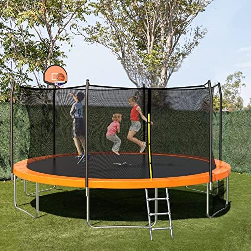 SKOK Kids Outdoor Trampoline, 400LBS ASTM Approved Net Trampoline, Kid Friendly, Outdoor Play, Durable and Safe, 12ft Di